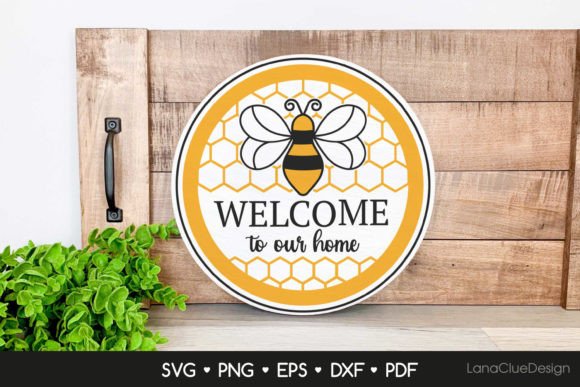 Bee Hanging Door Sign 10"