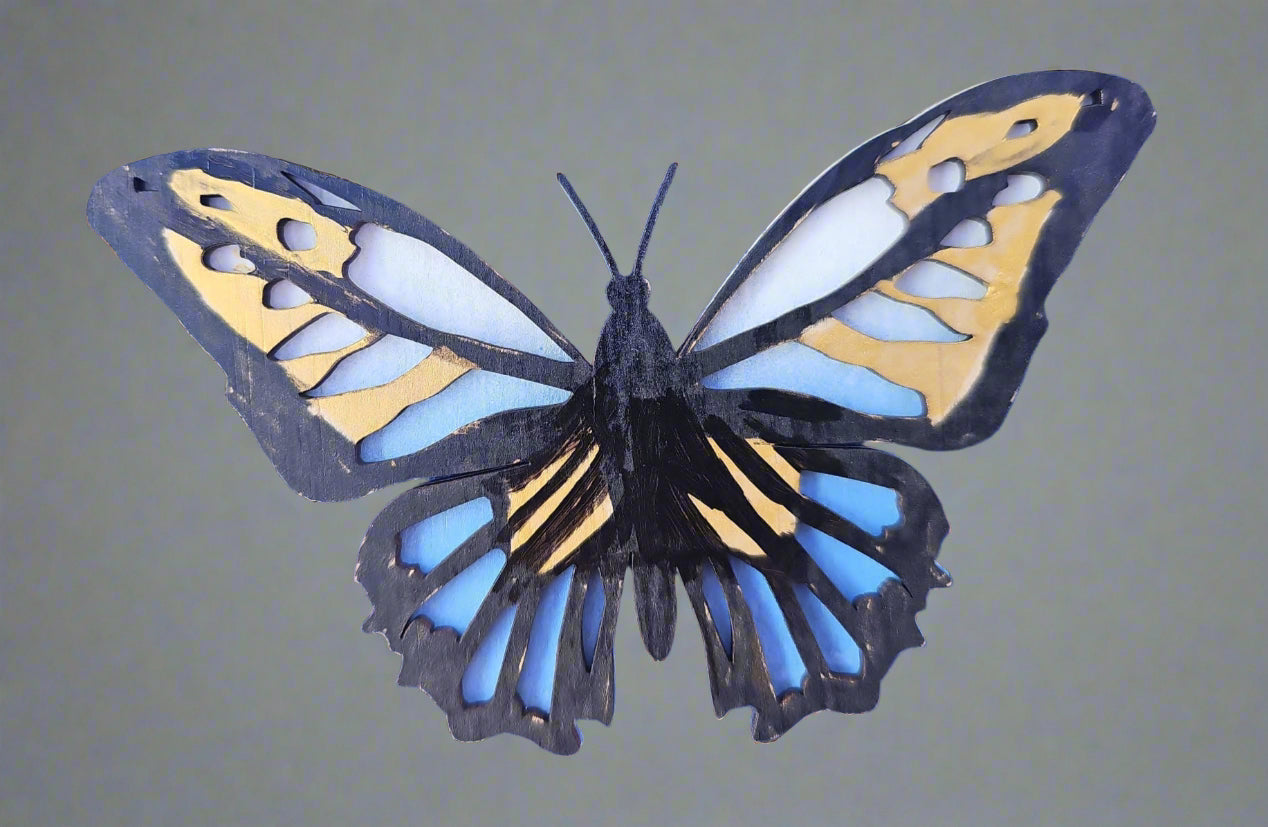 Handcrafted Carved Wooden Butterfly Decorative - Mother's Day Artwork