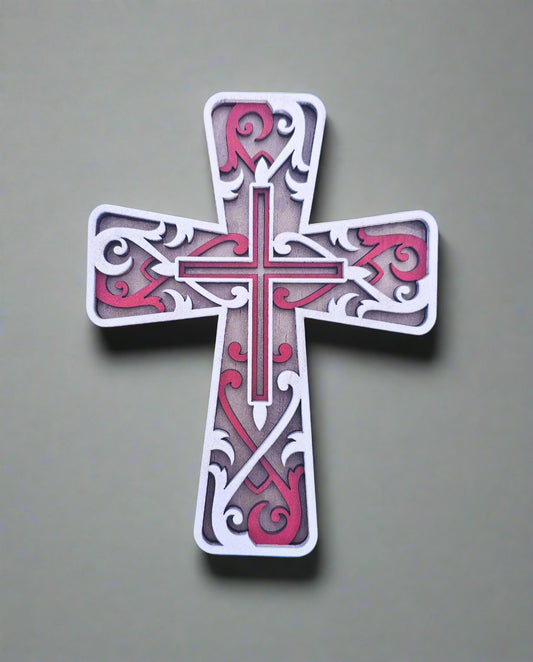 Handcrafted Carved Wooden Red Cross Decorative